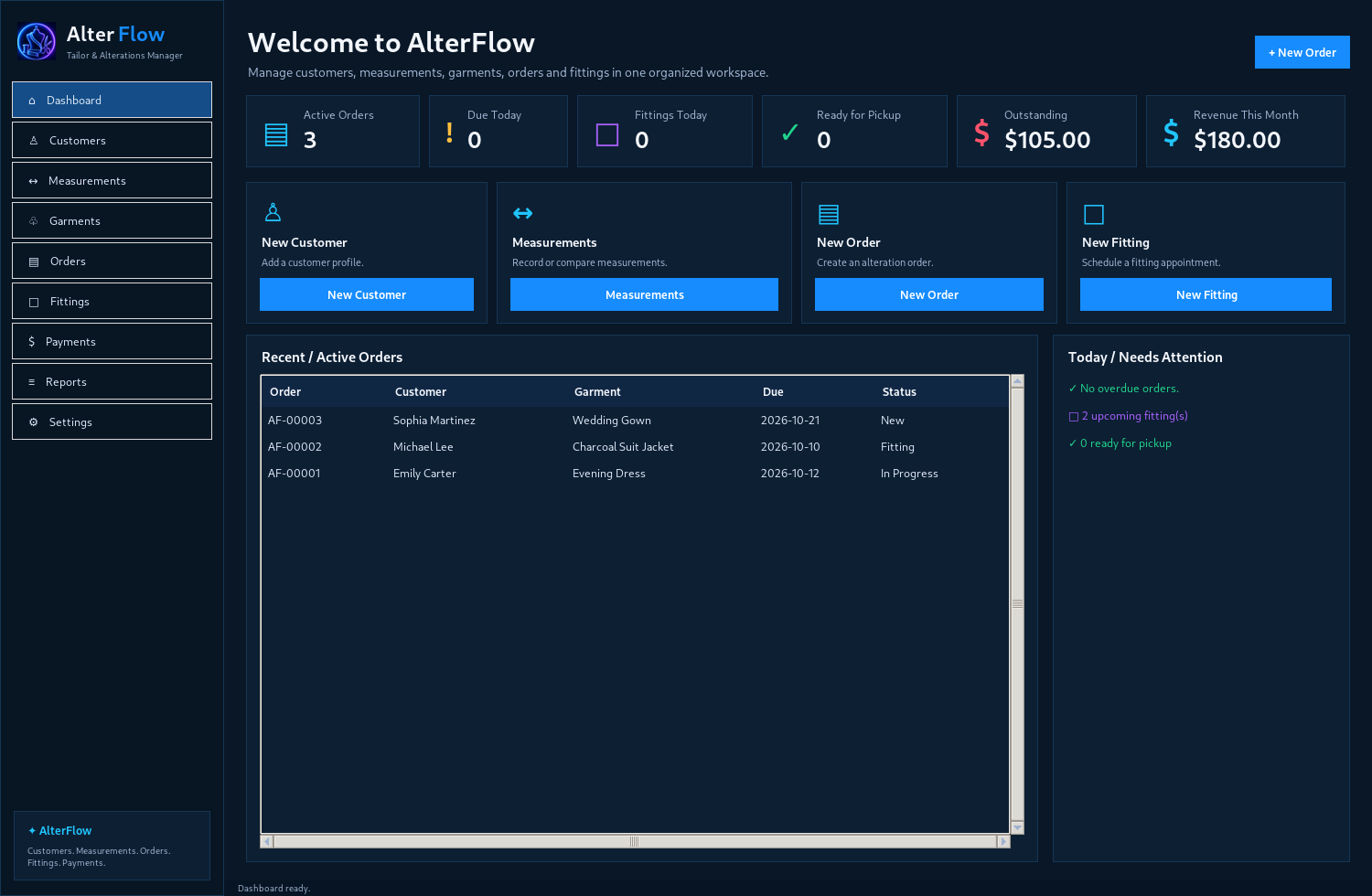 AlterFlow — Dashboard screenshot