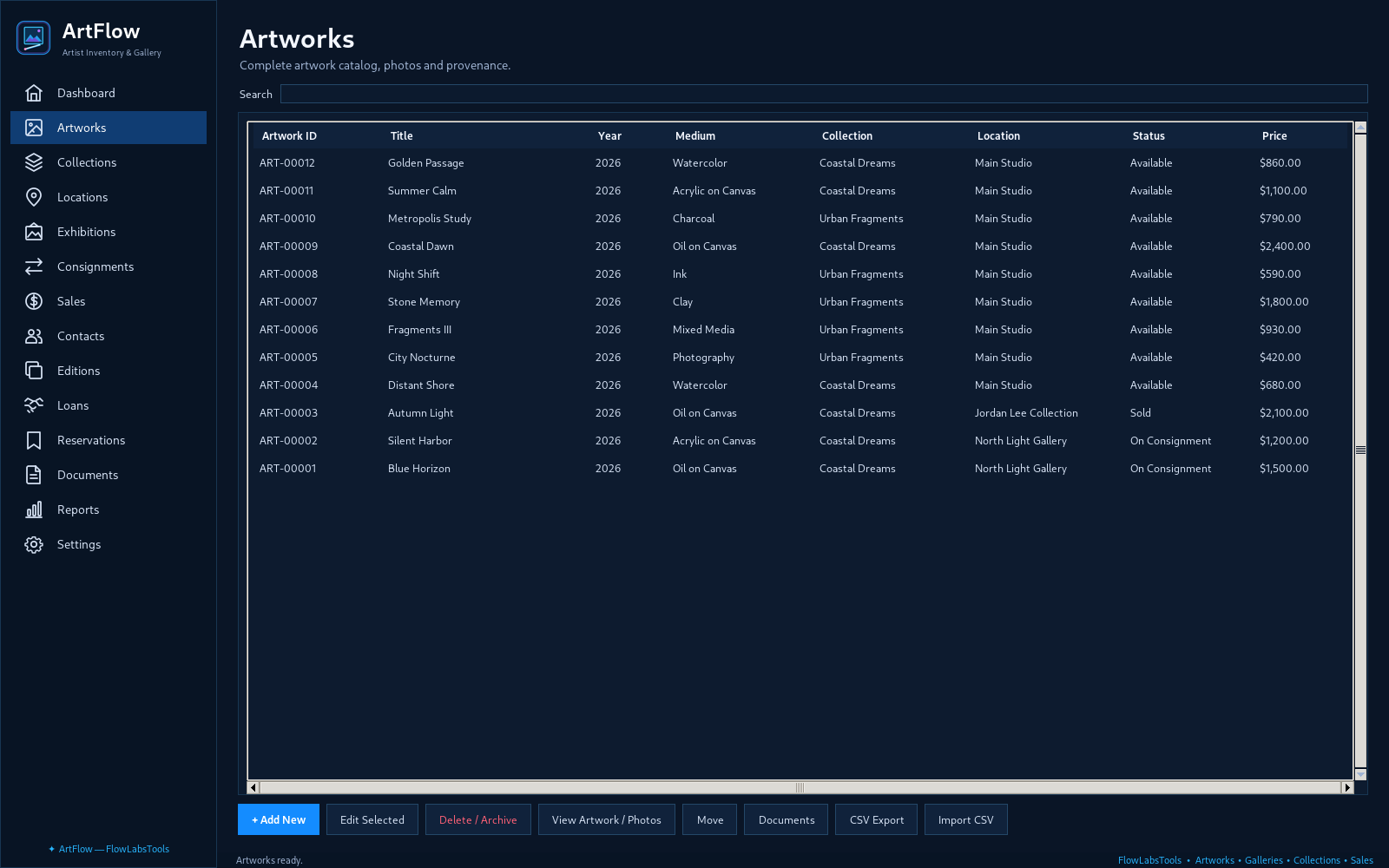 ArtFlow — Artworks screenshot