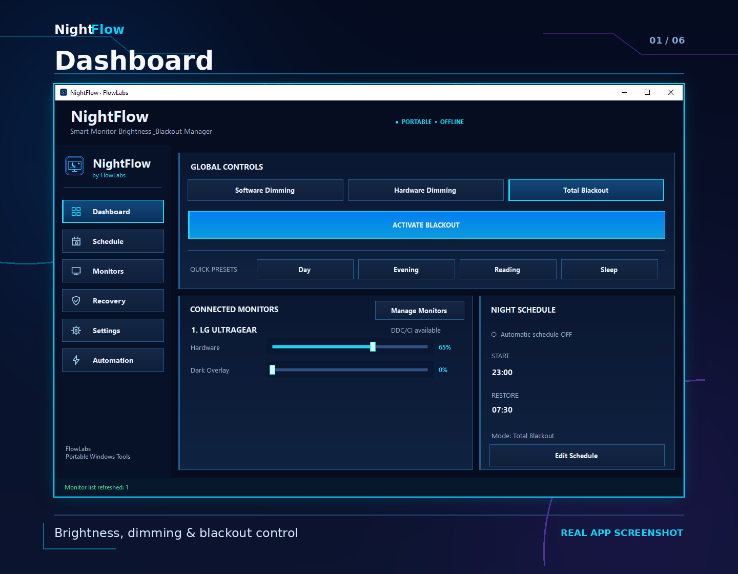 NightFlow — Dashboard screenshot