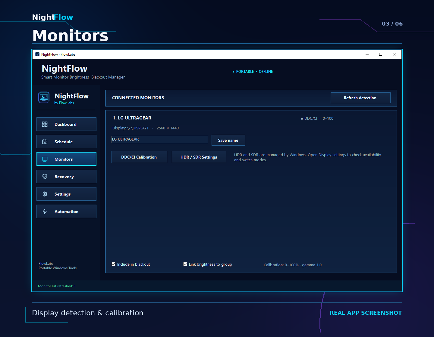 NightFlow — Monitors screenshot