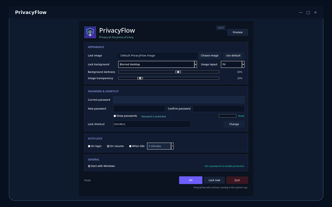 Privacyflow main application screenshot