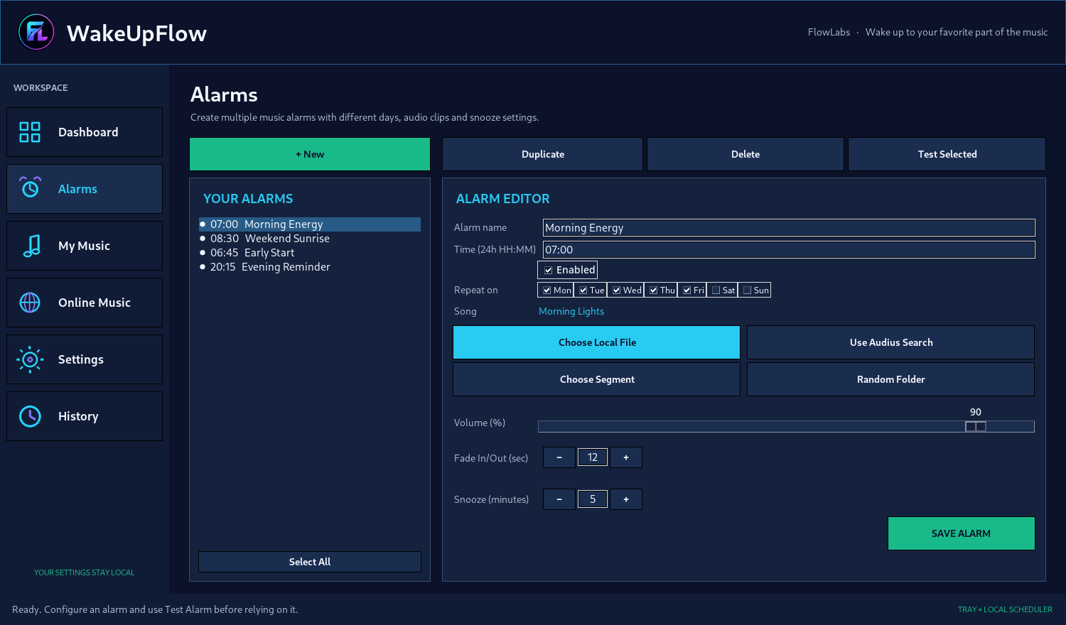 WakeUpFlow &mdash; Alarm editor and schedule